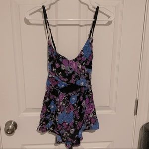 Free People floral keyhole open back tank